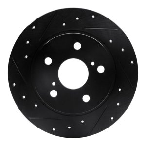Scion TC Brake Rotor (1) - Rear Left - R1 Concepts - Drilled & Slotted - Black - `11-`16